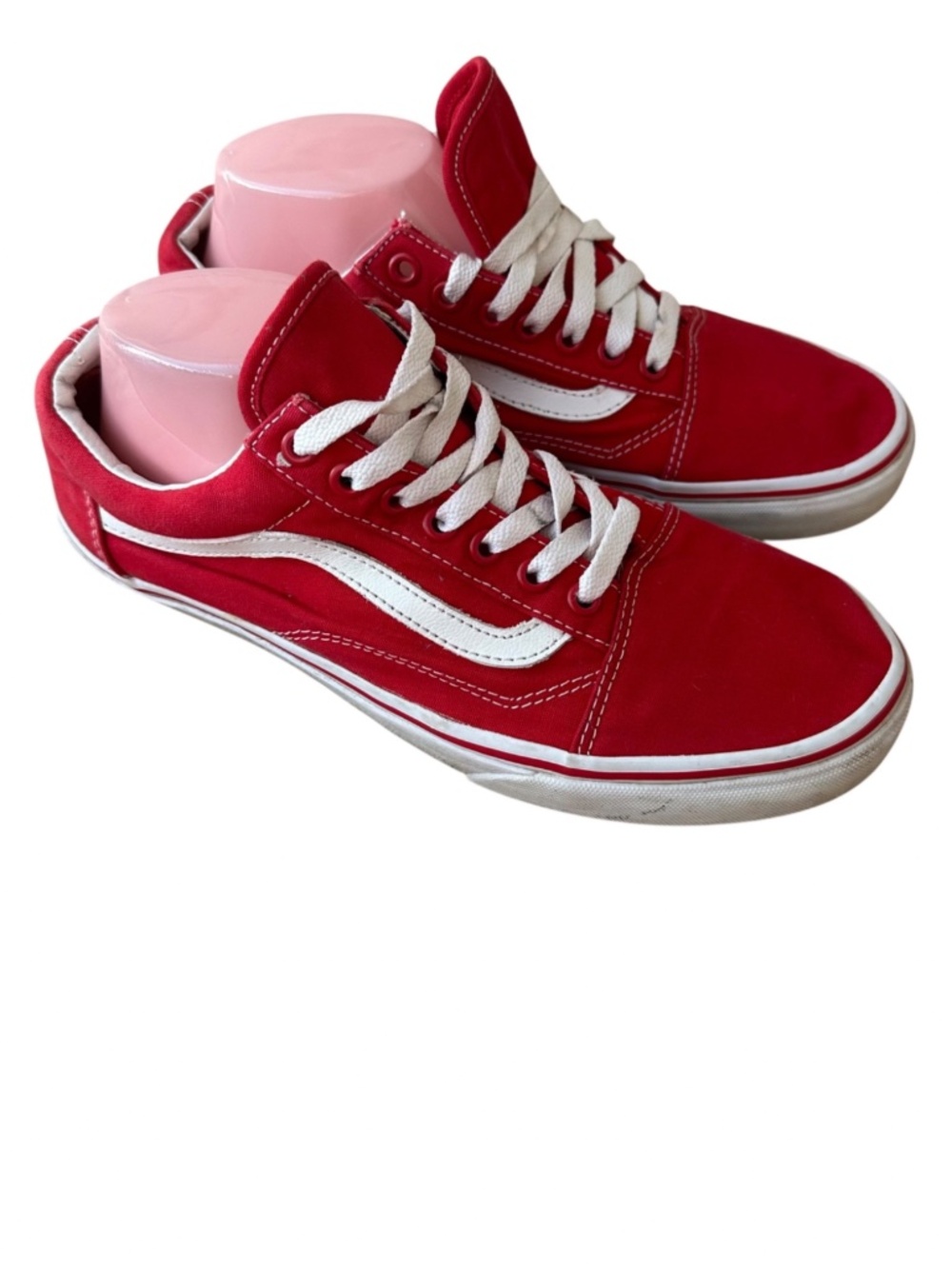 Vans Old Skool Sneakers Shoes Mens 9 Womens 10.5 Red White Low Top Skater - Picture 3 of 10